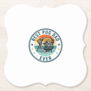 Best Pug Dad Ever Vintage Engraving Dog Shirt Desi Paper Coaster