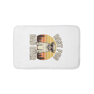 Best Pug Dad Ever Vintage Pug T-Shirt Design_1 Bath Mat