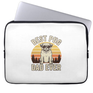 Best Pug Dad Ever Vintage Pug T-Shirt Design_1 Laptop Sleeve