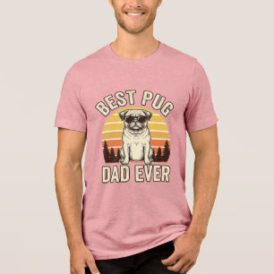 Best Pug Dad Ever Vintage Pug T-Shirt Design_1 Tri-Blend Shirt