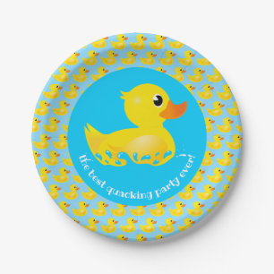 'Best Quacking Party Ever' Cute Yellow Rubber Duck Paper Plate