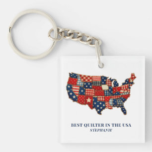 Best Quilter in the USA Personalized Patchwork Key Ring