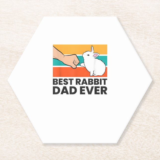 Best Rabbit Dad Ever Funny Rabbit Father Rabbit Bu Paper Coaster (Front)