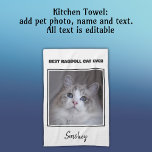 Best Ragdoll Cat Ever Monogram Name Pet Photo Tea Towel<br><div class="desc">Add a personal touch to your kitchen with this charming design that showcases a captivating blue-eyed Ragdoll cat in a stunning photograph complemented by sleek black typography. Customise this design to make it uniquely yours by replacing the photo with an image of your very own beloved cat or adorable kitten....</div>