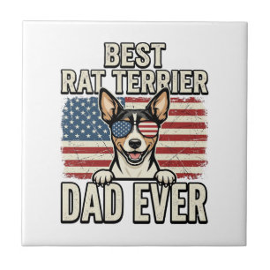 Best Rat Terrier Dad Ever Patriotic Dog Shirt Desi Ceramic Tile