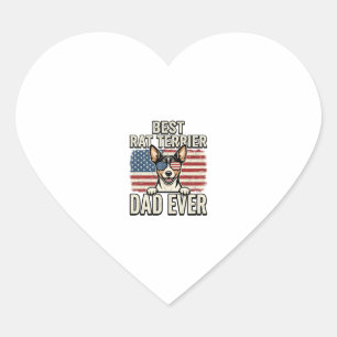 Best Rat Terrier Dad Ever Patriotic Dog Shirt Desi Heart Sticker