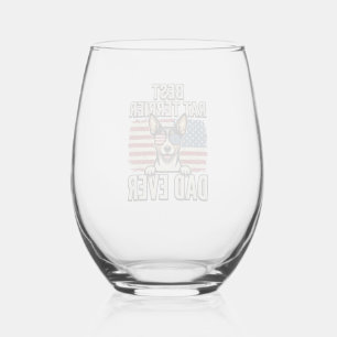 Best Rat Terrier Dad Ever Patriotic Dog Shirt Desi Stemless Wine Glass