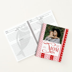 Best Recipes Mom Photo Coquette Stripes Pattern Notebook