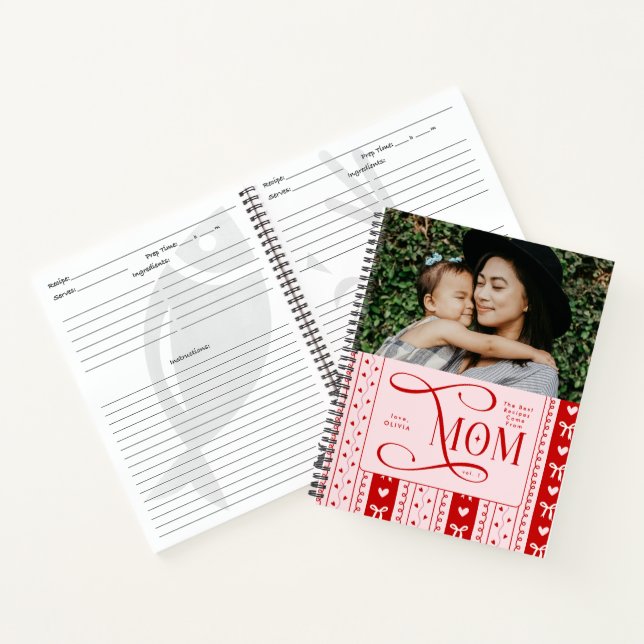 Best Recipes Mom Photo Coquette Stripes Pattern Notebook (Inside)