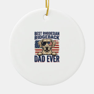Best Rhodesian Ridgeback Dad Ever Vintage Dog Shir Ceramic Ornament