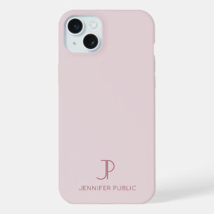 Best Rose Gold Modern Stylish Monogram Template iPhone 15 Plus Case