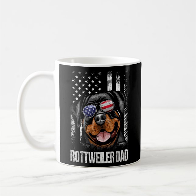 Best Rottweiler Dad Ever American Flag Dog Coffee Mug (Left)