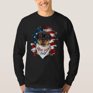 Best Rottweiler Dog Dad Cute Usa Flag Happy Father T-Shirt