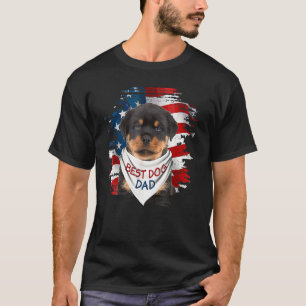Best Rottweiler Dog Dad Cute Usa Flag Happy Father T-Shirt