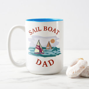 Best "SAIL BOAT DAD" Ever! Father's Day Two-Tone Coffee Mug