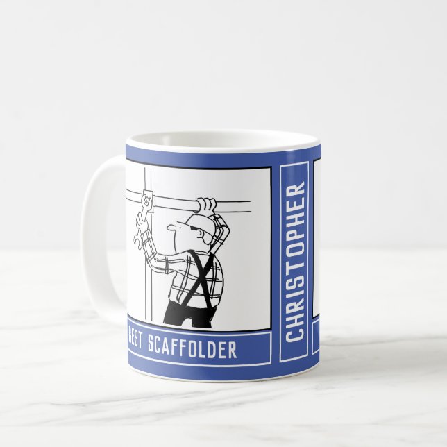 Best Scaffolder Cartoon with Name Choice. Coffee Mug (Front Left)