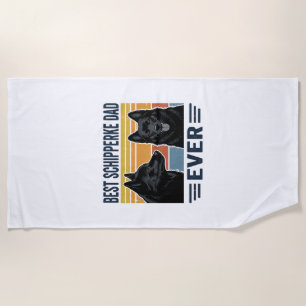 Best Schipperke Dad Ever Retro Dog Vector Design_1 Beach Towel