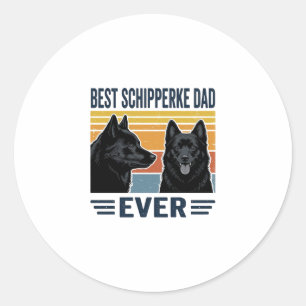 Best Schipperke Dad Ever Retro Dog Vector Design_1 Classic Round Sticker