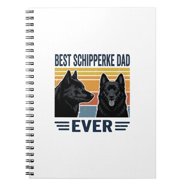 Best Schipperke Dad Ever Retro Dog Vector Design_1 Notebook (Front)