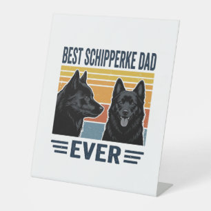 Best Schipperke Dad Ever Retro Dog Vector Design_1 Pedestal Sign