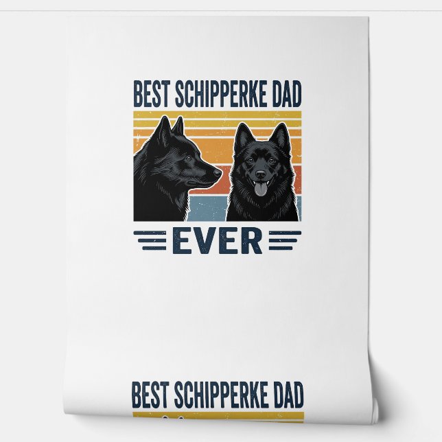 Best Schipperke Dad Ever Retro Dog Vector Design_1 Wallpaper (Unrolling)