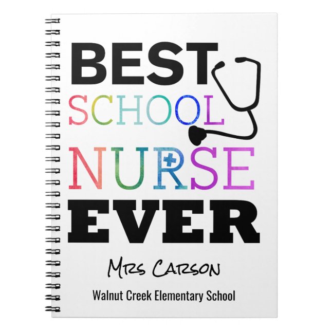 Best School Nurse Ever Personalised Typography Notebook (Front)