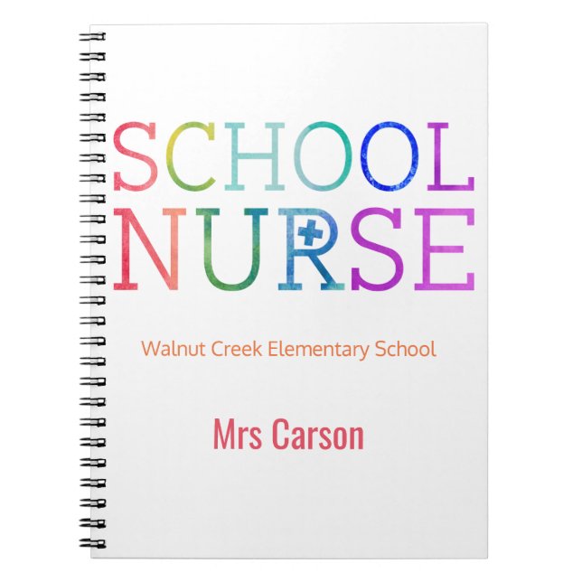 Best School Nurse Ever Personalised Typography Notebook (Front)