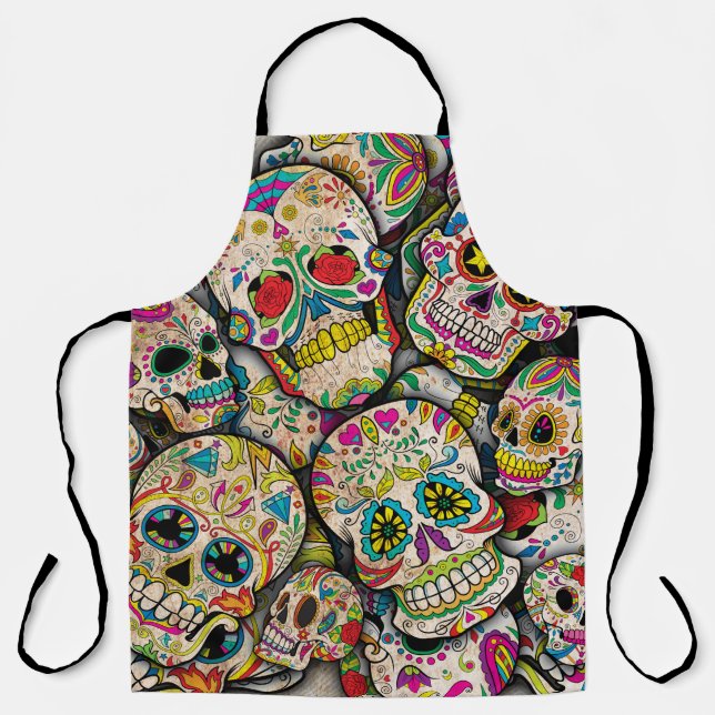 Best Selling Sugar Skull Pattern Apron (Front)