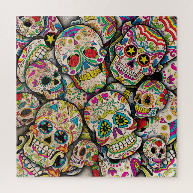Best Selling Sugar Skull Pattern Jigsaw Puzzle (Vertical)