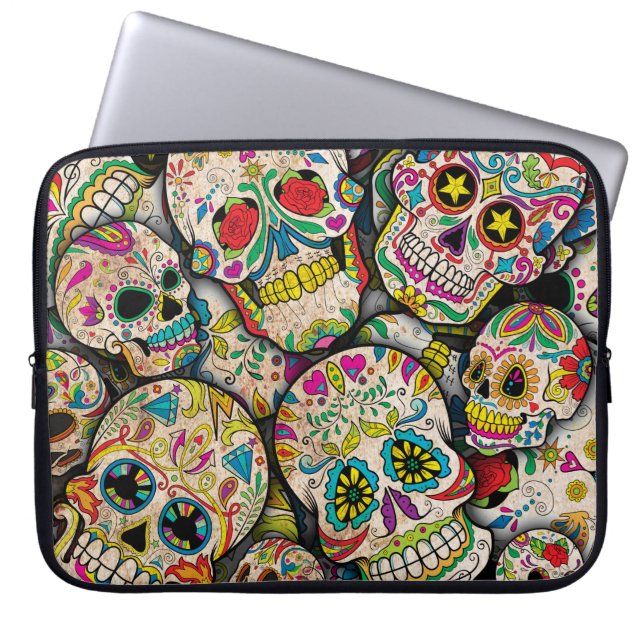 Best Selling Sugar Skull Pattern Laptop Sleeve (Front)