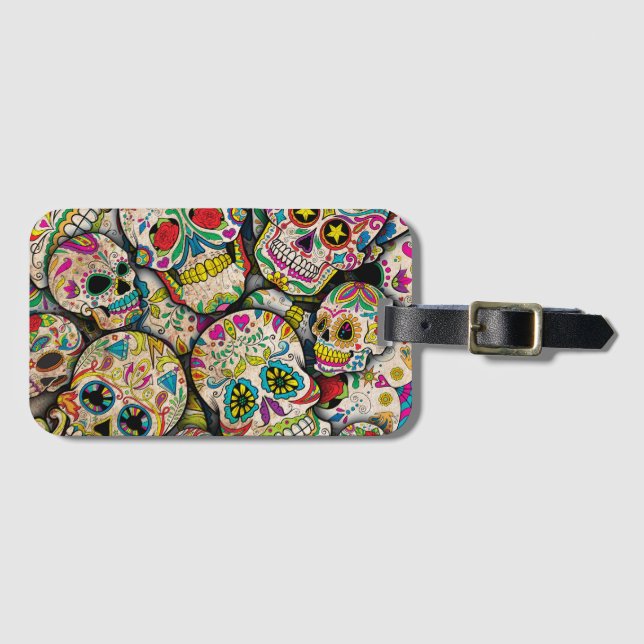 Best Selling Sugar Skull Pattern Luggage Tag (Front Horizontal)