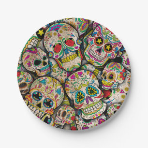 Best Selling Sugar Skull Pattern Paper Plate