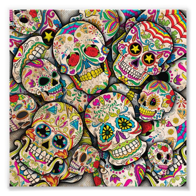 Best Selling Sugar Skull Pattern Photo Print (Front)