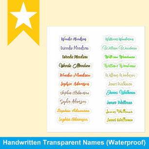 Best Set of 20, Colourful Transparent Name Sticker