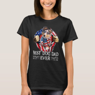 Best Sheltie Dad Ever American Flag 4th Of July  M T-Shirt