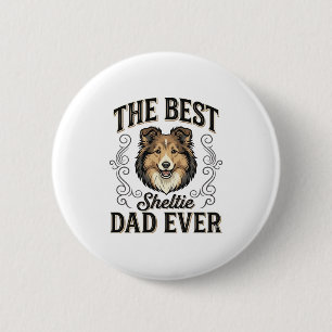 Best Sheltie Dad Ever Vintage Dog Lover Design_1 6 Cm Round Badge