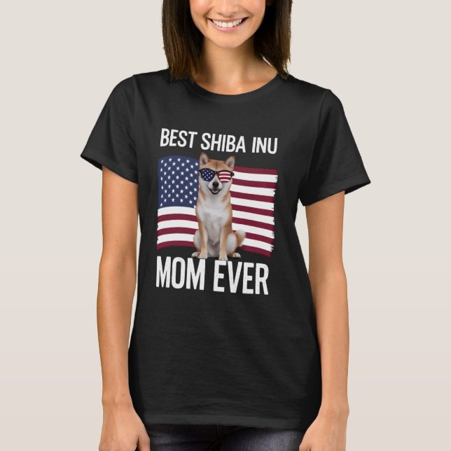 Best Shiba Inu Mum Ever 4th of July Patriotic Dog T-Shirt (Front)