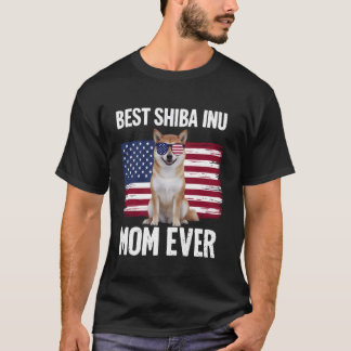 Best Shiba Inu Mum Ever 4th of July Patriotic Dog T-Shirt