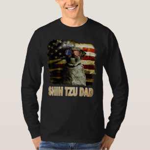 Best Shih Tzu Dad Ever American Flag 4th Of July D T-Shirt