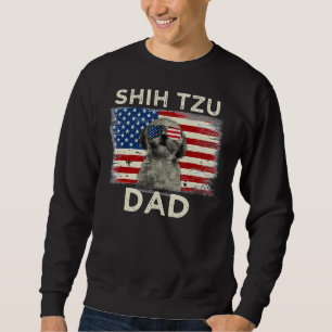 Best Shih Tzu Dad Ever  American Flag Father  S Da Sweatshirt