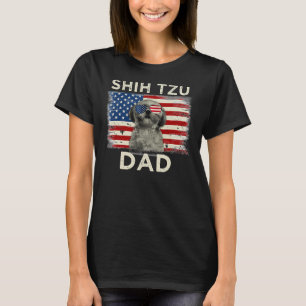 Best Shih Tzu Dad Ever American Flag Father S Da T-Shirt