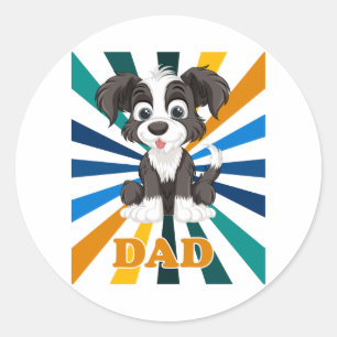 Best Shih Tzu Dad Ever Funny Cartoon Dog Gift Classic Round Sticker