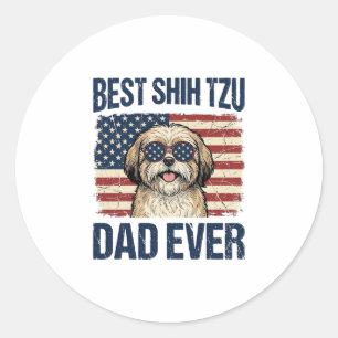 Best Shih Tzu Dad Ever Patriotic Dog Classic Round Sticker