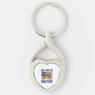 Best Shih Tzu Dad Ever Patriotic Dog Key Ring