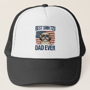 Best Shih Tzu Dad Ever Patriotic Dog Trucker Hat