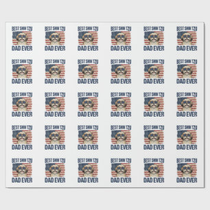 Best Shih Tzu Dad Ever Patriotic Dog Wrapping Paper