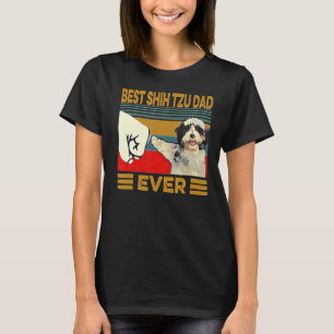 Best Shih Tzu Dad Ever Retro Vintage T-Shirt