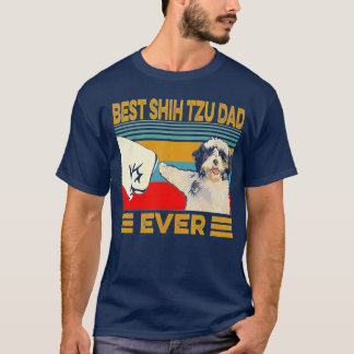 Best Shih Tzu Dad Ever Retro Vintage T-Shirt