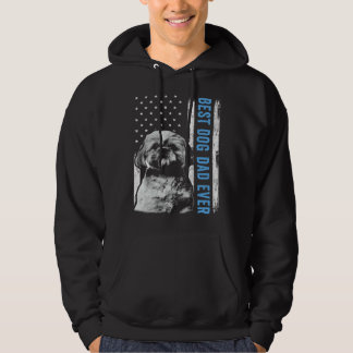 Best Shih Tzu Dad Ever Vintage American Flag Dog D Hoodie
