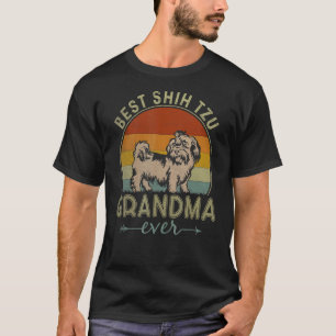 Best Shih Tzu Dog Grandma Ever Retro Cool Mothers  T-Shirt